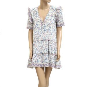 Saylor Anthropologie Floral Printed Mini Dress Ruffle Tiered Cotton S  282091